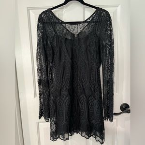 Black boho mini dress